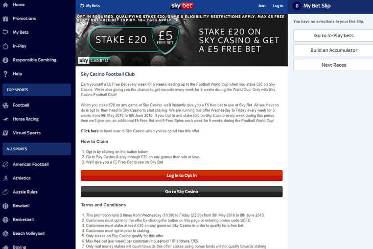 sky bet promo code existing customers